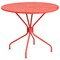 Flash Furniture 35.25&#x22; Coral Red Contemporary Round Outdoor Patio Table with Umbrella Hole